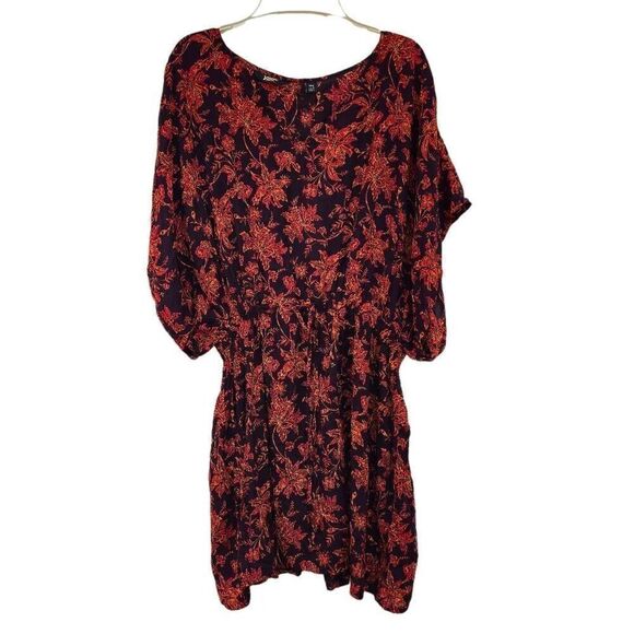 Lands' End Women's Purple/Navy/Red Modal Floral V-Neck Drawstring Swim Cover Up - Picture 3 of 15